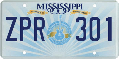 MS license plate ZPR301
