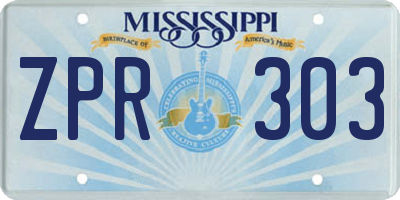 MS license plate ZPR303