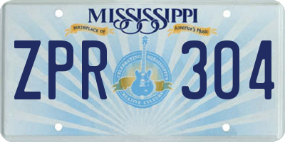 MS license plate ZPR304