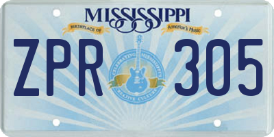 MS license plate ZPR305