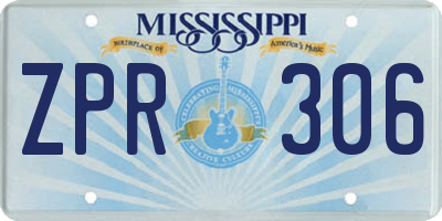 MS license plate ZPR306