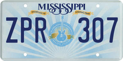 MS license plate ZPR307