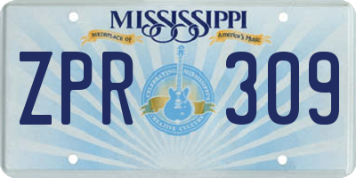 MS license plate ZPR309