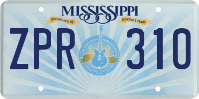 MS license plate ZPR310