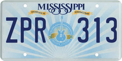 MS license plate ZPR313