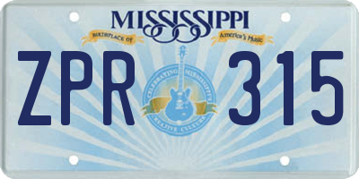 MS license plate ZPR315