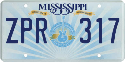MS license plate ZPR317