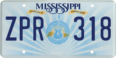 MS license plate ZPR318