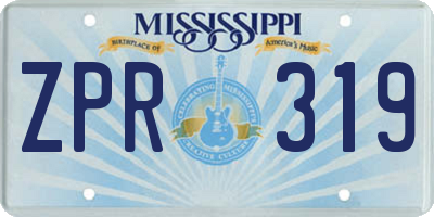 MS license plate ZPR319
