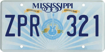 MS license plate ZPR321