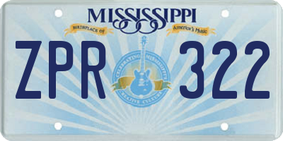 MS license plate ZPR322