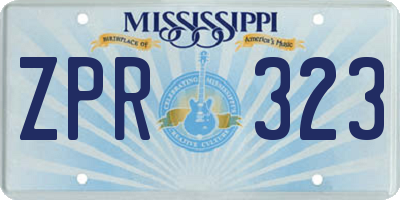 MS license plate ZPR323