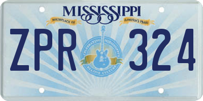 MS license plate ZPR324