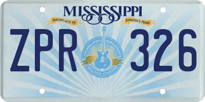 MS license plate ZPR326