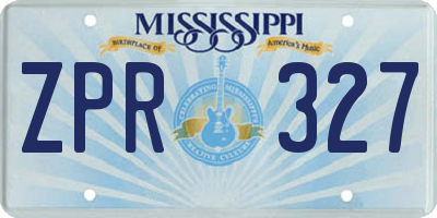 MS license plate ZPR327