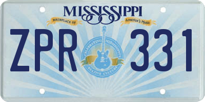 MS license plate ZPR331