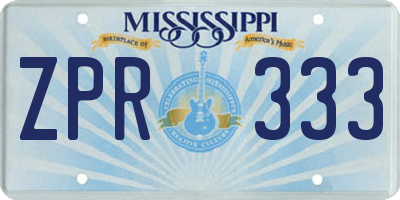 MS license plate ZPR333