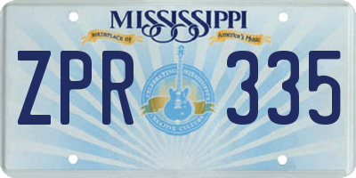 MS license plate ZPR335