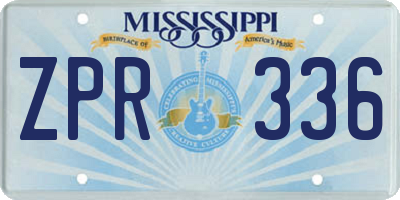 MS license plate ZPR336
