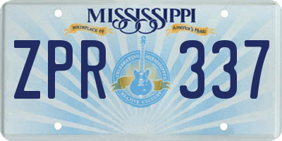 MS license plate ZPR337