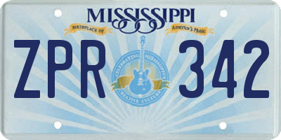 MS license plate ZPR342