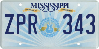 MS license plate ZPR343