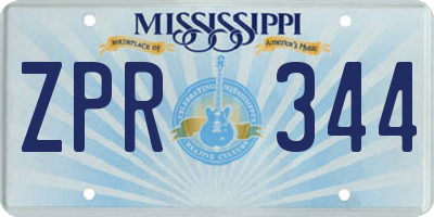 MS license plate ZPR344