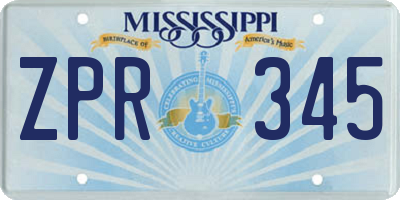 MS license plate ZPR345
