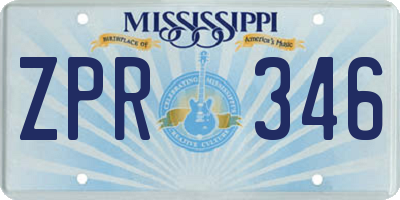 MS license plate ZPR346
