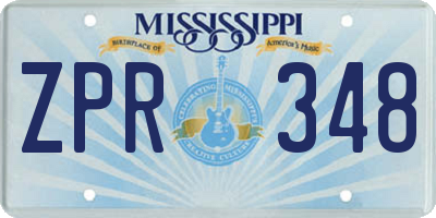 MS license plate ZPR348