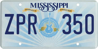 MS license plate ZPR350