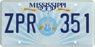 MS license plate ZPR351