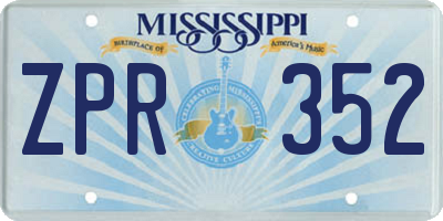 MS license plate ZPR352