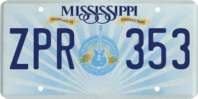 MS license plate ZPR353
