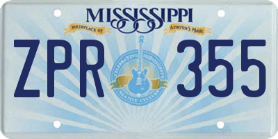 MS license plate ZPR355