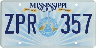 MS license plate ZPR357