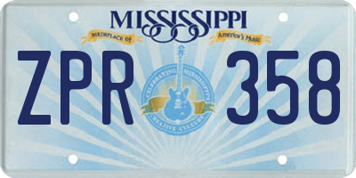 MS license plate ZPR358