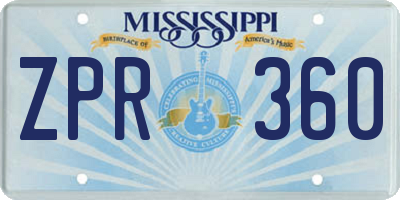 MS license plate ZPR360