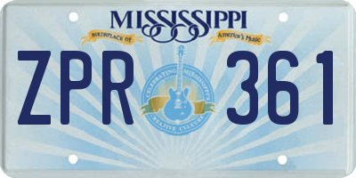 MS license plate ZPR361
