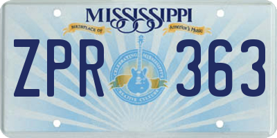 MS license plate ZPR363