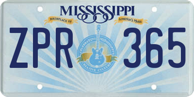 MS license plate ZPR365