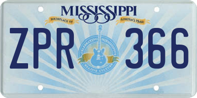 MS license plate ZPR366