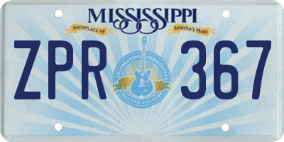 MS license plate ZPR367