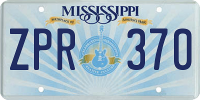 MS license plate ZPR370