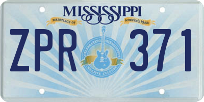 MS license plate ZPR371