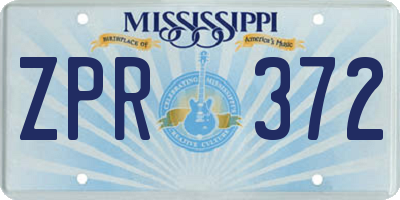 MS license plate ZPR372