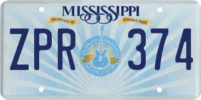 MS license plate ZPR374