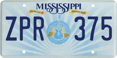 MS license plate ZPR375