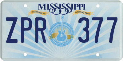 MS license plate ZPR377