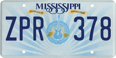 MS license plate ZPR378